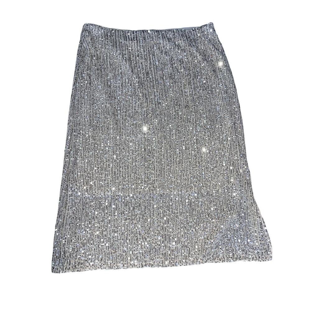 BNWT Women’s Ce Ce Champagne Silver Sequins Skirt in Sz XL